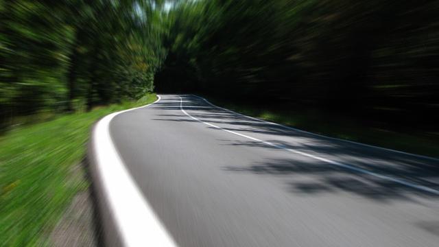 Vue 3D d'une route entourée d'arbre sur le rallye photos au départ de Fréteval