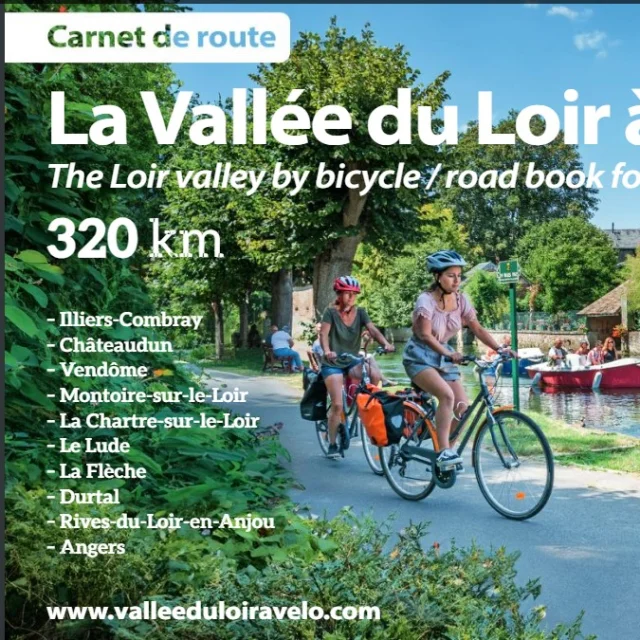 Visuel du carnet de route Vallée du Loir à vélo : cyclistes le long du Loir