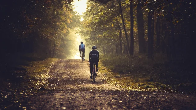 Deux VTTétistes dans les bois