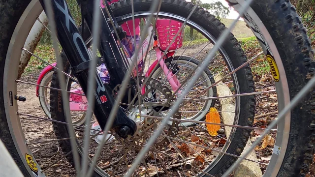 Roues de vélo en gros plan